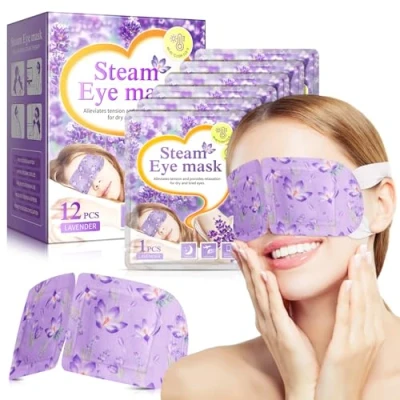 Abbildung von Augenmaske mit Natürlichen Marine Kollagen &amp; Hyaluronsäure, Eye Pads für Geschwollene Augen, Patches,Anti Aging Augenpads Gegen Augenringe Entfernen, Reduzieren Falten (Lavendel)