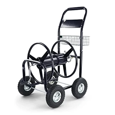 Abbildung von RAMROXX Schlauchwagen Schlauch Handwagen mit Handkurbel Schwarz bis 106m Gartenschlauch