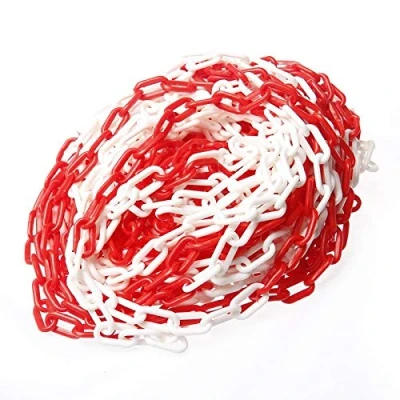 Abbildung von TOPWAY Absperrkette Kunststoffkette 25 Meter 6mm x 25m gut sichtbare weiße und rote Kunststoff Gliederkette für Warnsicherheit, Parkplatz, Massenkontrolle, Verkehr, Warteschlangen 363063