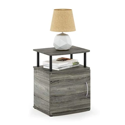 Abbildung von Furinno JAYA Utility Design Beistelltisch, Nachttisch, französische Eiche/Schwarz, 48 (B) x 61.2 (H) 39.4 (T) cm