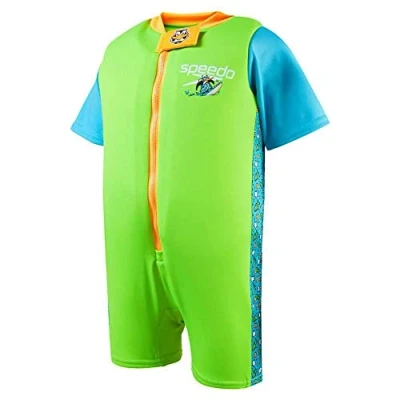 Abbildung von Speedo Unisex Kinder Character Printed FS Badeanzug, Chima Azurblau/Neongrün, 3 4 Jahre