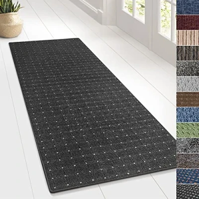 Abbildung von KARAT Teppich Läufer für Küche, Flur &amp; Wohnraum Teppichläufer auf Maß Meterware Flurteppich Küchenläufer Wohnzimmer (80 x 300 cm, Rapido Anthrazit)