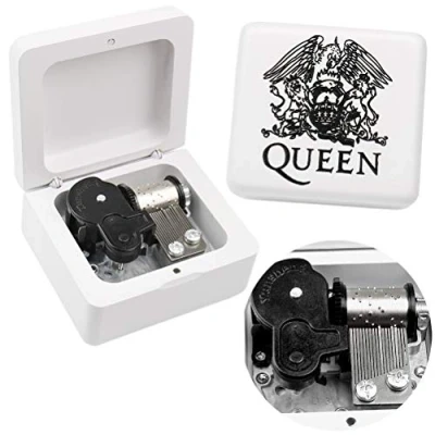Abbildung von Sinzyo Queen Bohemian Rhapsody Spieluhr Vintage Spielwerk aus Holz (Weiße Holzbox Rhapsody)