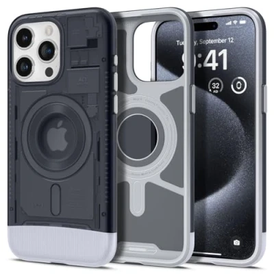 Abbildung von Spigen Classic C1 MagFit Hülle Kompatibel mit iPhone 15 Pro MagSafe Graphite