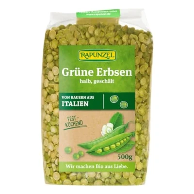 Abbildung von Rapunzel Erbsen grün, halb, geschält Bio, 500 g