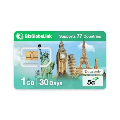 Abbildung von EIOTCLUB Prepaid SIM für Reisen, BizGlobeLink Karte Internationale Nutzung in 77+ Ländern, nur Daten, 5G/4G LTE, ohne Vertrag, nachfüllbar, Handys, WLAN Router &amp; Tablets.