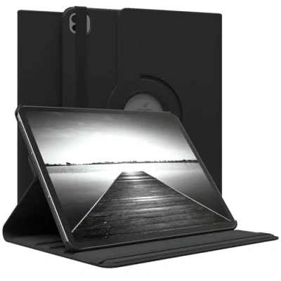 Abbildung von EAZY Case Tablet Hülle für iPad Pro 12,9&quot; (2024) Schutzhülle 12,9 Zoll Smart Cover Rotationcase zum Aufstellen Klapphülle 360 drehbar mit Standfunktion Tasche Kunstleder Schwarz