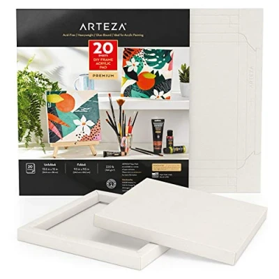 Abbildung von Arteza Faltbarer Acrylmalblock, DIY Rahmen 24.2 x cm, 20 Blatt, schweres Acrylpapier, 360 g/m², säurefrei, Art Block für Malerei und Kunst mit Mischtechniken