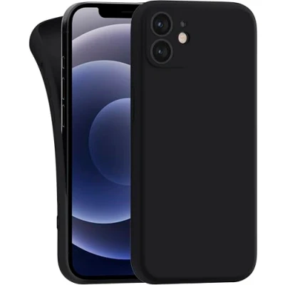Abbildung von MyGadget Hülle kompatibel mit iPhone 12 Mini robuste Handyhülle TPU Case Slim Silikonhülle Back Cover Kratzfest Schutzhülle matt Schwarz