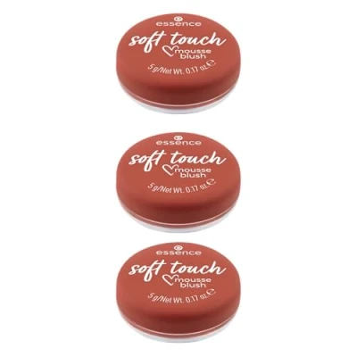 Abbildung von essence soft touch mousse blush, Rouge, Nr. 20, Rot, sofortiges Ergebnis, natürlich, matt, vegan, ölfrei, ohne Parabene, Nanopartikel frei, 3er Pack (3x5g)