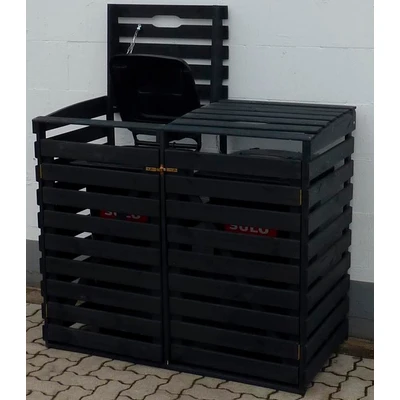 Abbildung von promadino Mülltonnenbox, für 2x120 l aus Holz, BxTxH: 130x63x111 cm