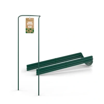 Abbildung von GardenGloss® Strauchstützen aus beschichtetem Stahl (10 Stück) Staudenhalter halbrund 100cm x 40cm Blumenstütze für Hortensien und Rosen Pflanzenstütze