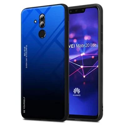 Abbildung von Cadorabo Hülle kompatibel mit Huawei Mate 20 LITE Schutzhülle TPU Silikon Case Glas Slim Kratzfest Weiche Gummi Rundumschutz für in Schwarz