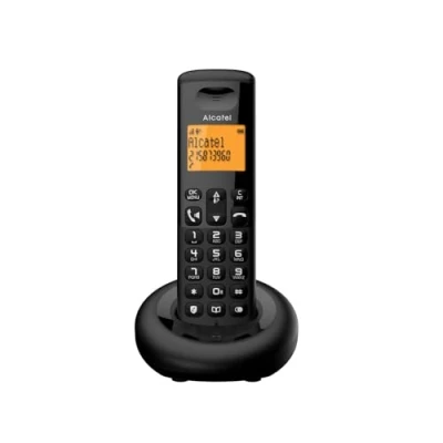 Abbildung von Alcatel E260 Schwarz Schnurloses DECT Telefon: Kompaktes Design, attraktive Farben, großes Display mit Hintergrundbeleuchtung, Freisprechfunktion, Blockierung von unerwünschten Anrufen