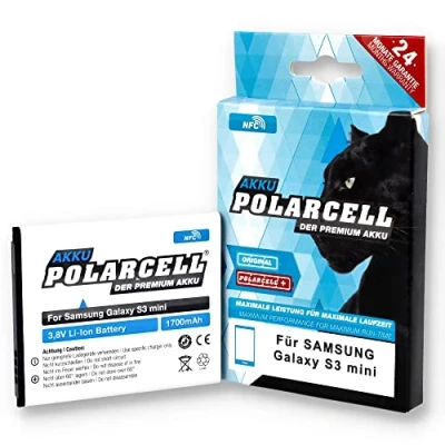 Abbildung von PolarCell NFC Akku für Samsung Galaxy S3 Mini GT i8200N i8190N Ace 2 i8160P ersetzt Original EB L1M7FLU 1700mAh Starke Ersatz Batterie selektierte A+ Qualitätszellen