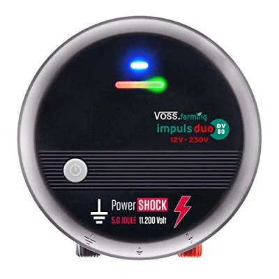 Abbildung von VOSS.farming 12V 230V Weidezaungerät Impuls Duo DV80, 11200 Volt Spannung, Leistung 5,0 Joule, Pferd Rind Schaf Ziege Wild Geflügel Schwein