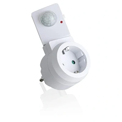Abbildung von SEBSON Zwischenstecker PIR Bewegungsmelder 2er Set drehbarer Sensor, Schuko Stecker 230V, Steckdose programmierbar, max. 1000W LED geeignet Steckdosenadapter