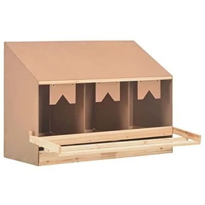 Abbildung von vidaXL Kiefernholz Massiv Legenest Hühnernest 3 Fächer für große Hühner Legenester Abrolllegenest Abrollnest Abroll 93x40x65cm