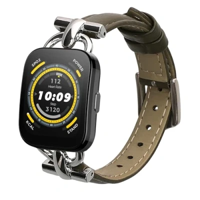 Abbildung von kwmobile Armband kompatibel mit Huami Amazfit Bip 5 Unity/Amazfit / GTR 4 Echtleder Fitnesstracker Sportarmband Band