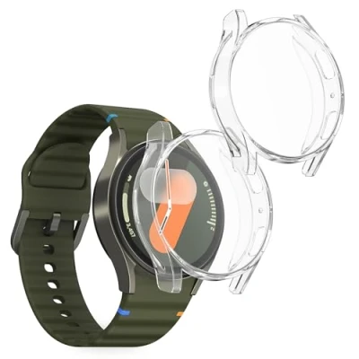 Abbildung von kwmobile 2X Schutzhülle kompatibel mit Samsung Galaxy Watch 7 40mm Hülle Fullbody Cover Set aus Silikon Transparent