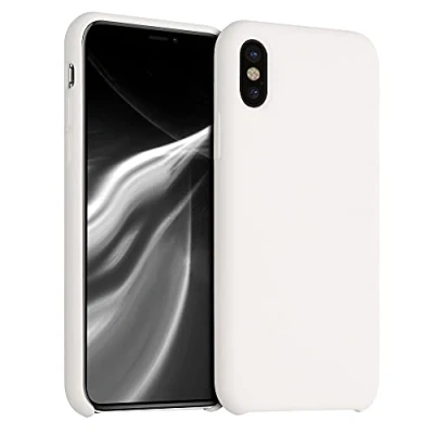 Abbildung von kwmobile Hülle kompatibel mit Apple iPhone X Silikon Handy Case Handyhülle weiche Oberfläche kabelloses Laden Creme