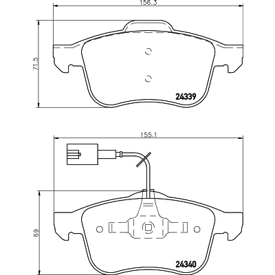 Abbildung von HELLA 8DB 355 006 901 Bremsbelagsatz mit integriertem Verschleißwarnkontakt ALFA ROMEO: 159 Sportwagon, Limousine, Brera