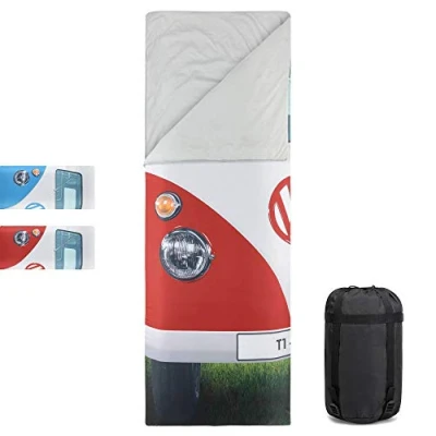 Abbildung von Board Masters VW Collection Volkswagen Camping &amp; Outdoor Einzelschlafsack im T1 Bulli Bus Design (Bus Front/Rot)