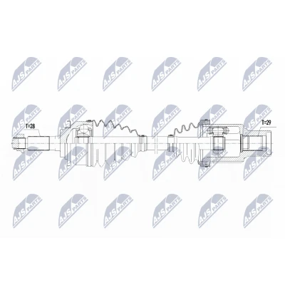 Abbildung von NTY NPW FR 090 Antriebswelle Vorderachse rechts 565 Schaltgetriebe, Automatikgetriebe FORD: Ranger Mk3