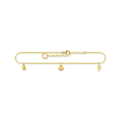 Abbildung von Thomas Sabo Damen Fußkette Muscheln Gold, 925er Sterlingsilber mit 750er Gelbgold Vergoldung, 3 Anhängern, Länge: 22 27 cm, AK0037 413 39 L27V