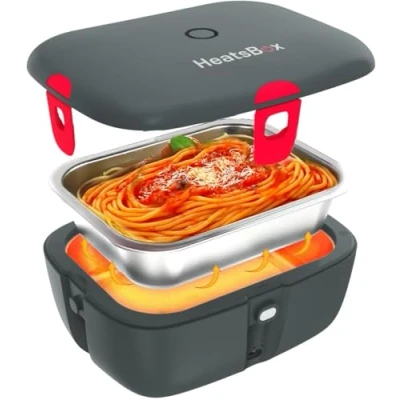 Abbildung von Faitron HeatsBox Go, Thermobehälter für Essen, Elektrische Lunchbox mit Akku und App Bedienung, Auslaufsichere Edelstahl Innenschale Deckel, Warmhaltebox 100 Watt