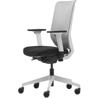 Abbildung von Trendoffice to sync pro, ergonomischer Bürostuhl, mit Armlehnen, modernes Design, Homeoffice, umweltzertifiziert, by Dauphin (Weiß, Netz Rückenlehne)