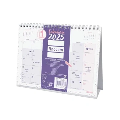 Abbildung von Finocam Schicker Tischkalender 2025, Monatsansicht, Januar 2025 Dezember (12 Monate), Chic, Violett, Spanisch