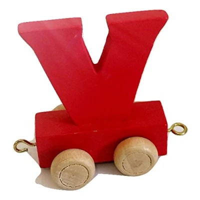 Abbildung von FunWorldToys® Buchstabenzug Bunt Holzeisenbahn Namenszug aus Holz (Buchstabe V)