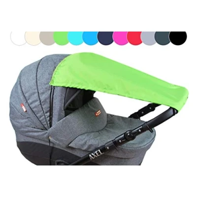 Abbildung von BABYLUX Sonnenschutz für Kinderwagen Buggy Babywanne UV Schutz Rollofunktion Universal SONNENSEGEL Sonnendach Verstellbar (Grün)