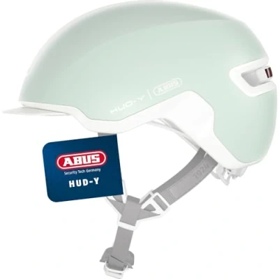 Abbildung von ABUS Urban Helm HUD Y mit magnetischem, aufladbarem LED Rücklicht &amp; Klickverschluss Cooler Fahrradhelm für den Alltag Damen und Herren Pure Mint, Größe L