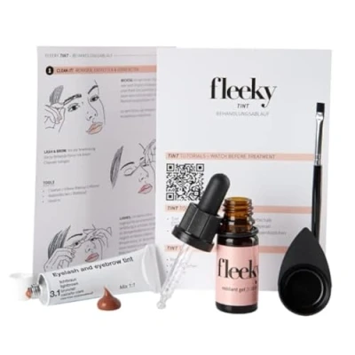 Abbildung von fleeky Augenbrauenfarbe Set Brow Tint Colour Gel Selber Färben Schälchen &amp; Pinsel 15 + 10 ml Farbe für Brauen Schwarz o. Braun Hellbraun (Hellbraun)
