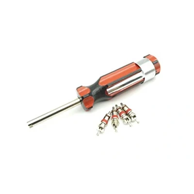 Abbildung von Felgenfactory 1x Ventilausdreher Eindreher + 4X Ventileinsätze Ventilschlüssel Taschenclip Reparatur Schraubendreher