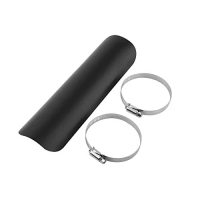 Abbildung von Jadeshay Motorrad Hitzeschild, Universal Auspuff Hitzeschutzblech Hitzeschild Hitzeschutz Auspuffrohr mit 2 Klemmen, Schwarz