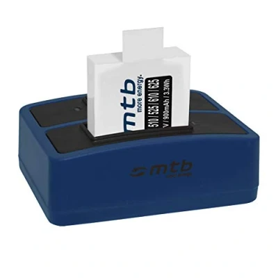Abbildung von Ersatz Akku + Dual Ladegerät (USB) für Rollei Actioncam AC 372, 510, 525, 610, 625 inkl. Micro USB Kabel