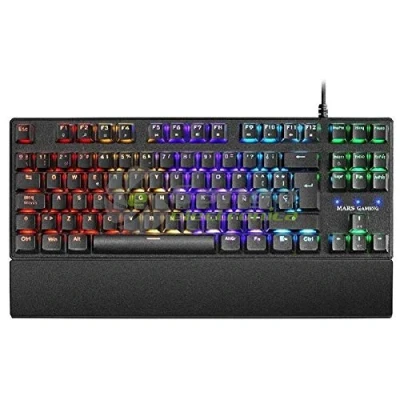 Abbildung von Mars Gaming MKXTKLBPT, Ultra Kompakte Mechanische Tastatur TKL RGB, Handballenauflage, Schalter OUTEMU SQ Blau, Portugiesisch Sprache