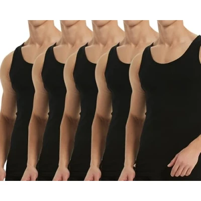 Abbildung von Falechay Unterhemd Herren Tank Top 5er Pack Baumwolle Feinripp ärmellos Muskelshirtst Männer Schwarz XL