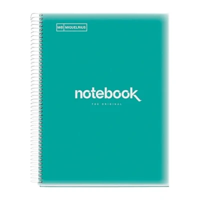Abbildung von Miquelrius Notizbuch A4 Notebook, 1 Farbiger Streifen, 80 Blatt mit Raster 5 x mm, Papier 90 g/m² Mikroperforiert 4 Bohrungen für Ringe, Bezug aus Polypropylen, Farbe Marineblau