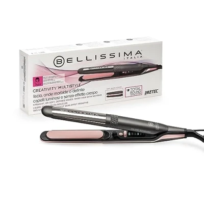 Abbildung von Bellissima Creativity Multistyle Glätteisen, glattes oder gewelltes Haar, Keramikbeschichtung + Diamantpartikel Keratin, flexible und heiße Platten auch an der Außenseite, 5 Temperaturen 150/230C