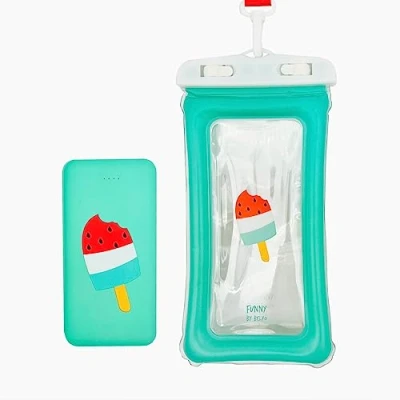 Abbildung von Paket Wondee Handyhülle für den Strand + Powerbank Slimmest Externer Akku USB Triple 3A mit hoher Geschwindigkeit, 10000 mAh.