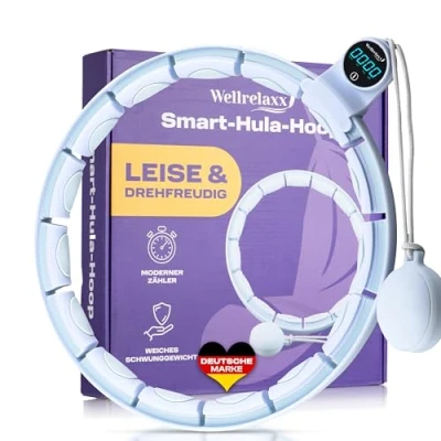 Abbildung von Wellrelaxx Smart Hula Hoop Testsieger leise und drehfreudig mit Zähler Gewicht Kugel Hullahub Reifen zum Abnehmen für Training Spaß Umfang 70 110cm