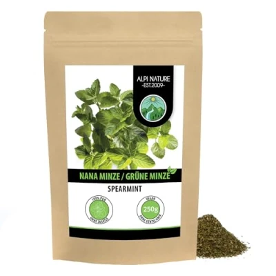 Abbildung von Nana Minze (250g), Krausenminze geschnitten, schonend getrocknet, 100% rein und naturbelassen zur Zubereitung von Tee, marokkanische Minze, Nanaminze