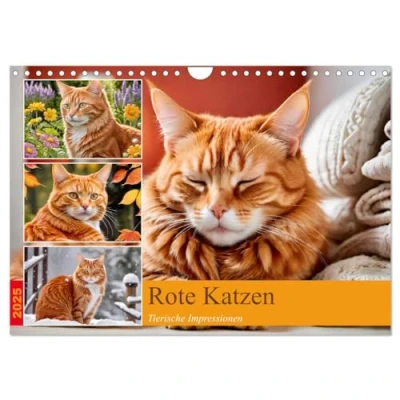 Abbildung von Rote Katzen (Wandkalender 2025 DIN A4 quer), CALVENDO Monatskalender