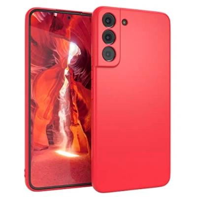 Abbildung von EAZY CASE Handyhülle Silikon mit Kameraschutz kompatibel Samsung Galaxy S22 Plus 5G in Rot Matt, Ultra dünn, Slimcover, Silikonhülle, Hülle, Softcase, Backcover