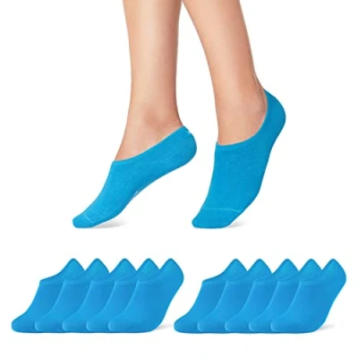 Abbildung von 10 Paar Sneaker Socken Damen Herren Füßlinge Schwarz Weiß Grau Baumwolle 16805 WP (Blau 35 38)