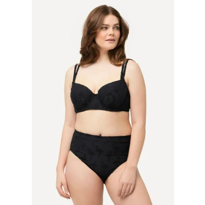 Abbildung von Ulla Popken Textured Flamingo Underwire SET Bikini, Damen, Größe: 56, Black